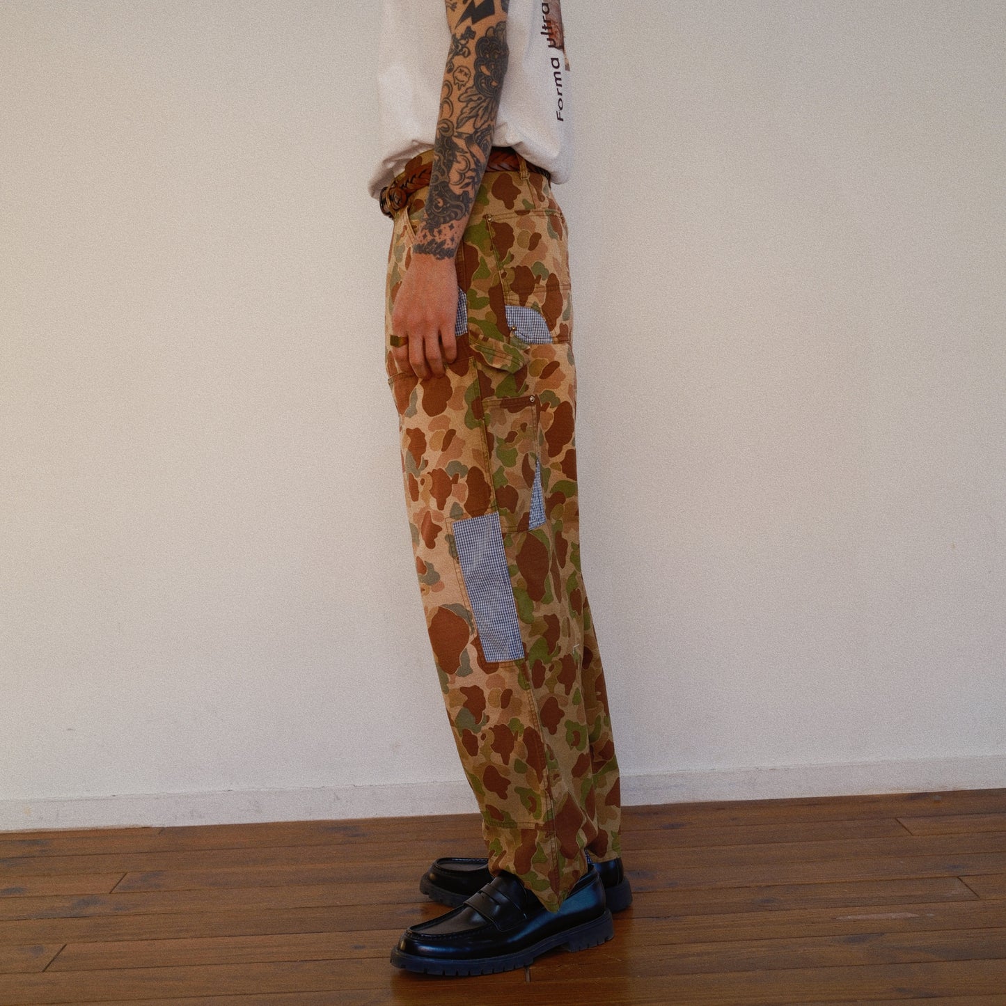 Patchworked Camo Pants Khaki