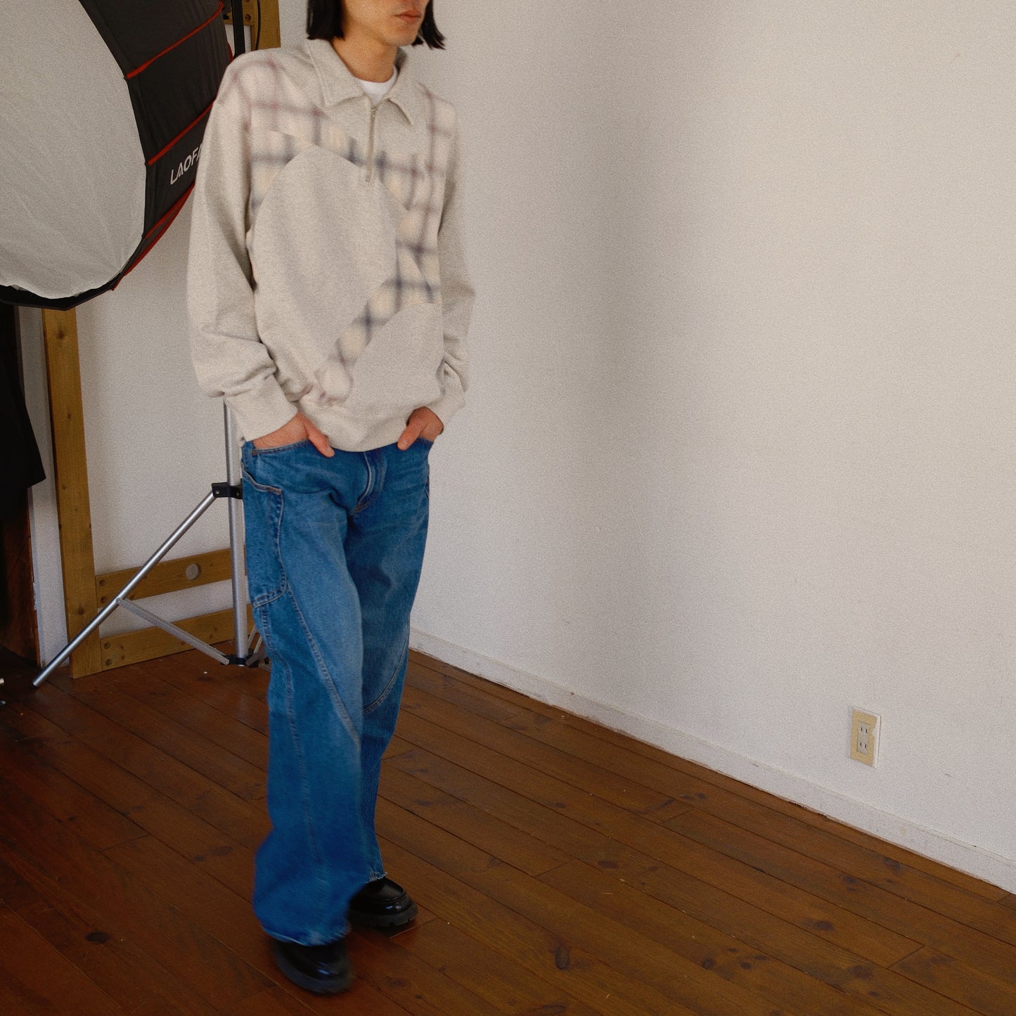 Pachwoked Half-Zip Sweatshirt Oatmeal