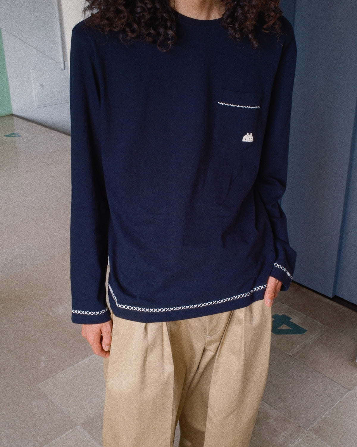 Hand-embroidered Long Sleeve Black