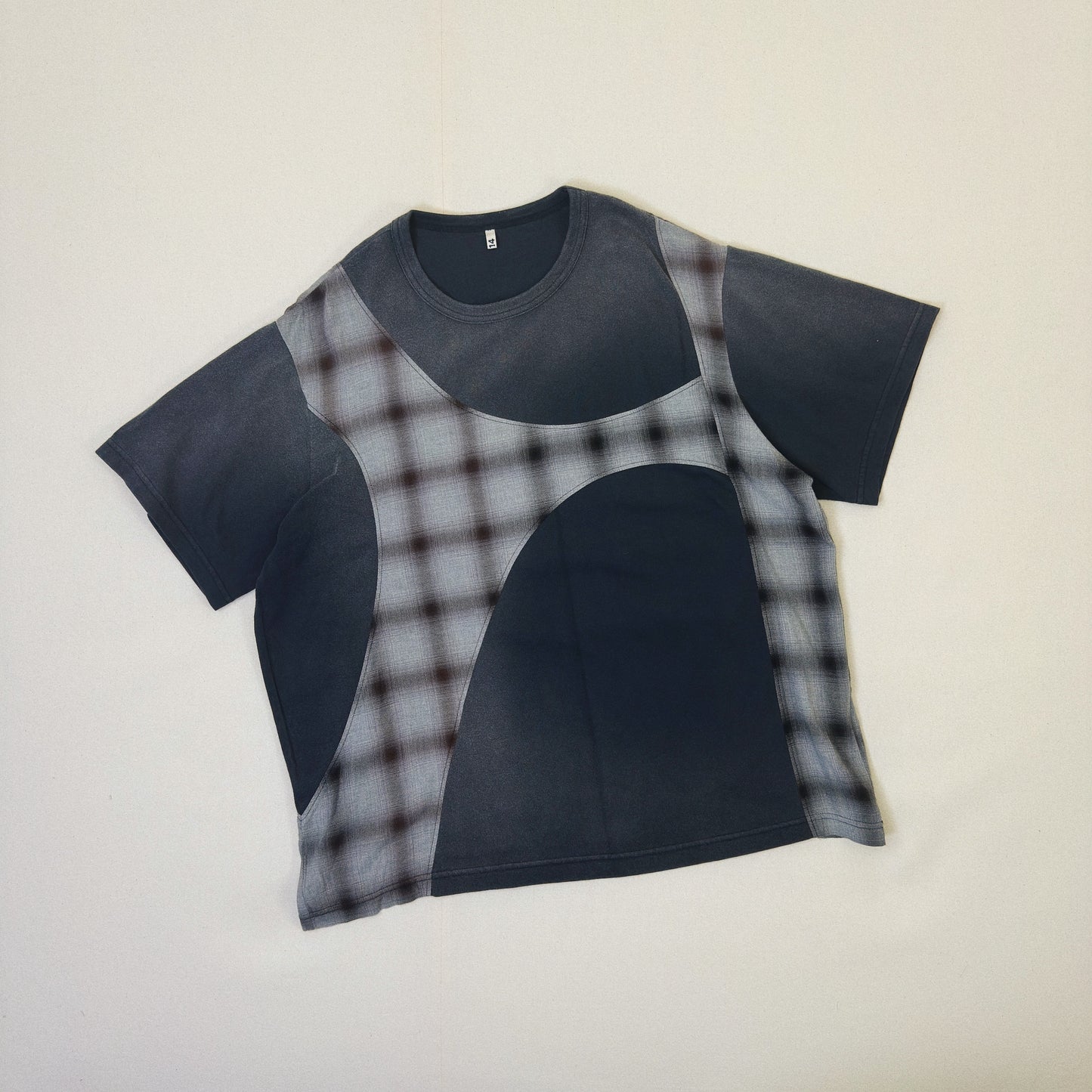 Pachworked Faded T Shirt  Black