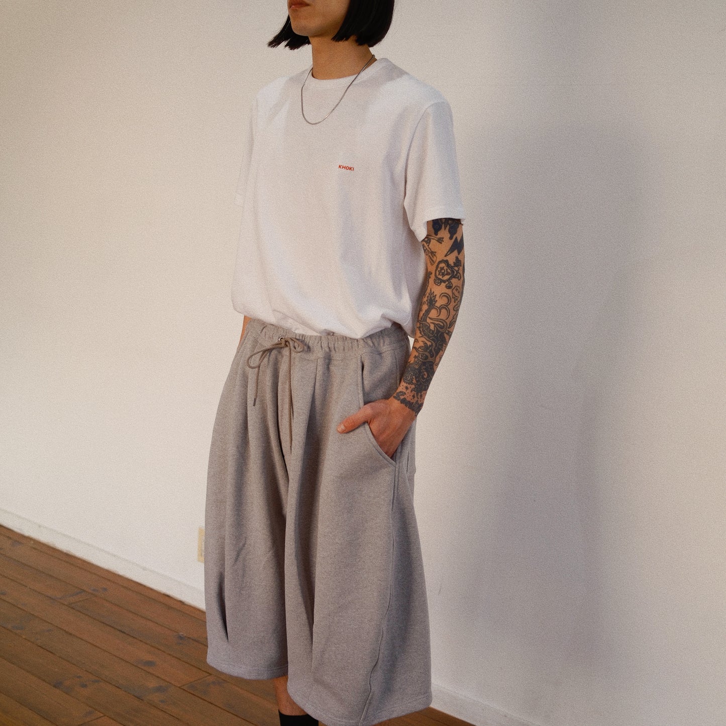Pleated Balloon Sweat Pants Gray