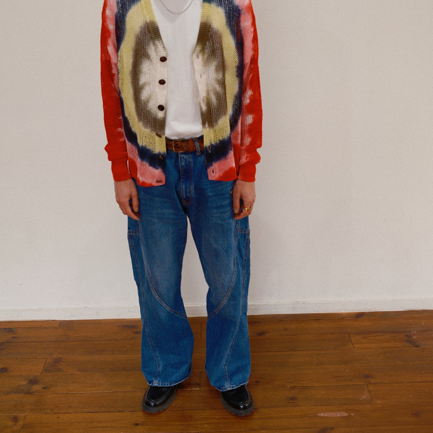 Tie-Dye Knit Cardigan  Red