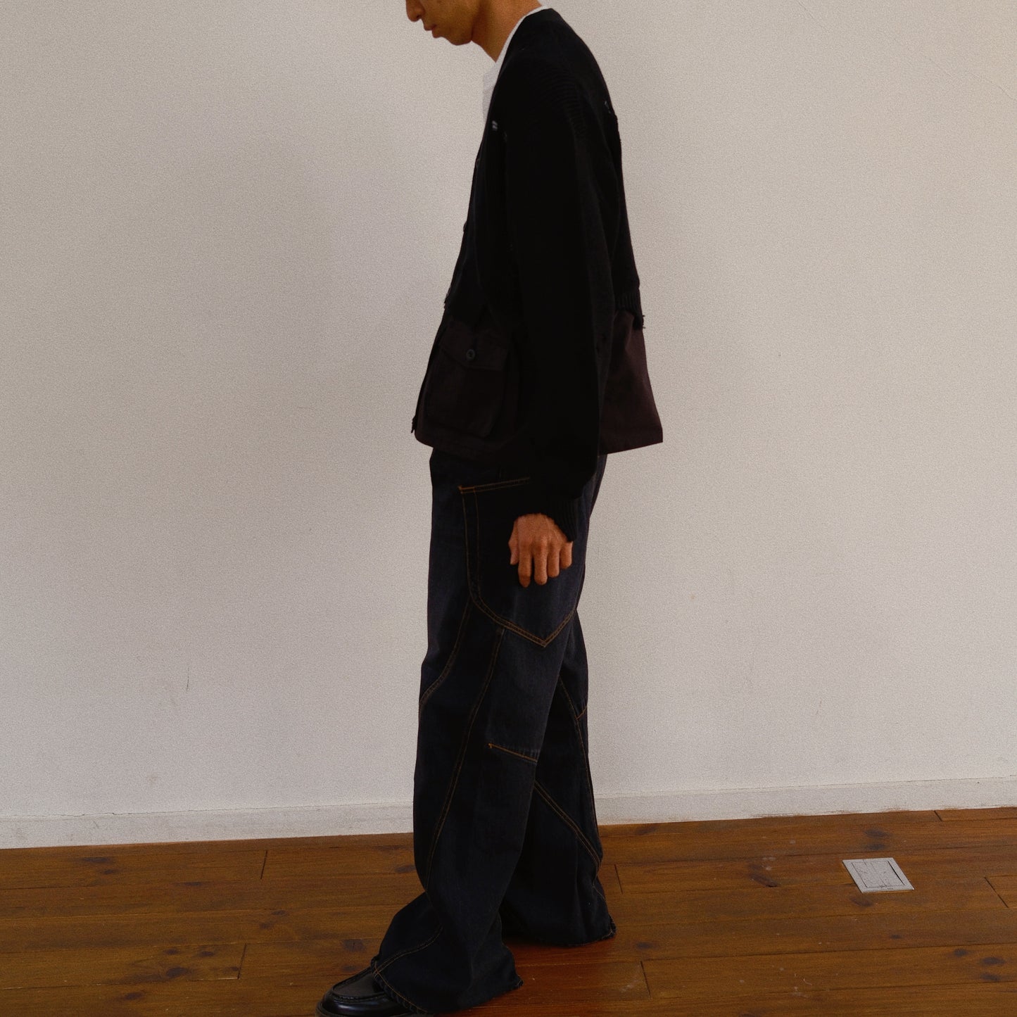 Destroyed Knit Cardigan Black