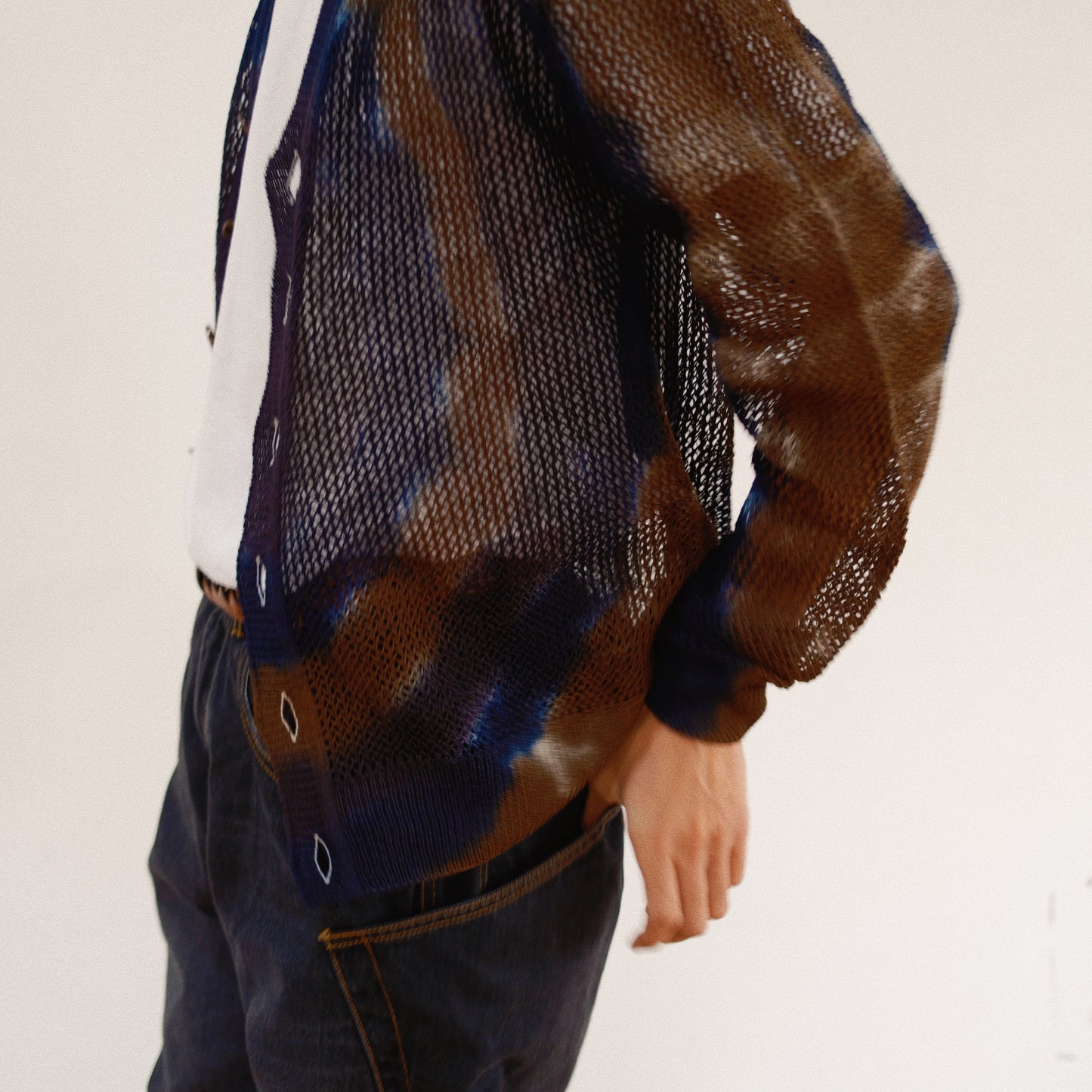 Tie-Dye Knit Cardigan Brown