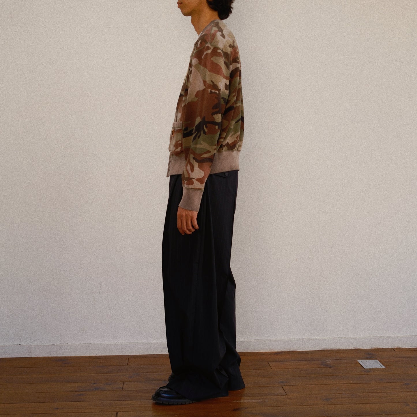 Camo Sweat Cardigan Black