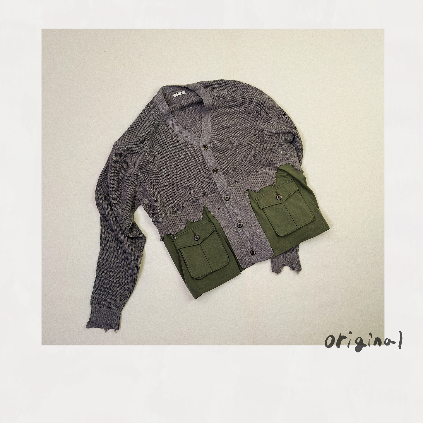 Destroyed Knit Cardigan Gray