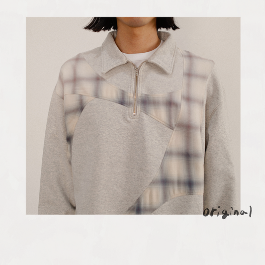 Pachwoked Half-Zip Sweatshirt Oatmeal