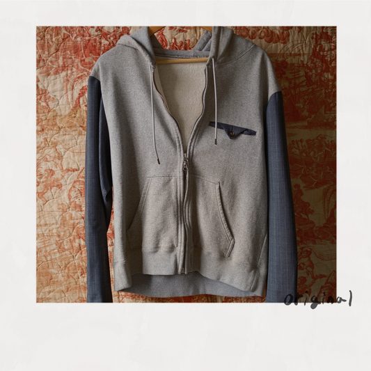 Combination Zip Hoodie  Gray