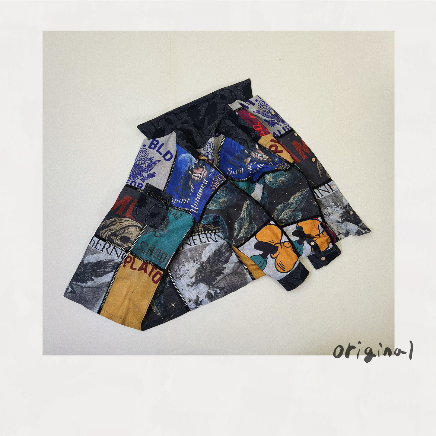 Patchworked Silk Shirt Black