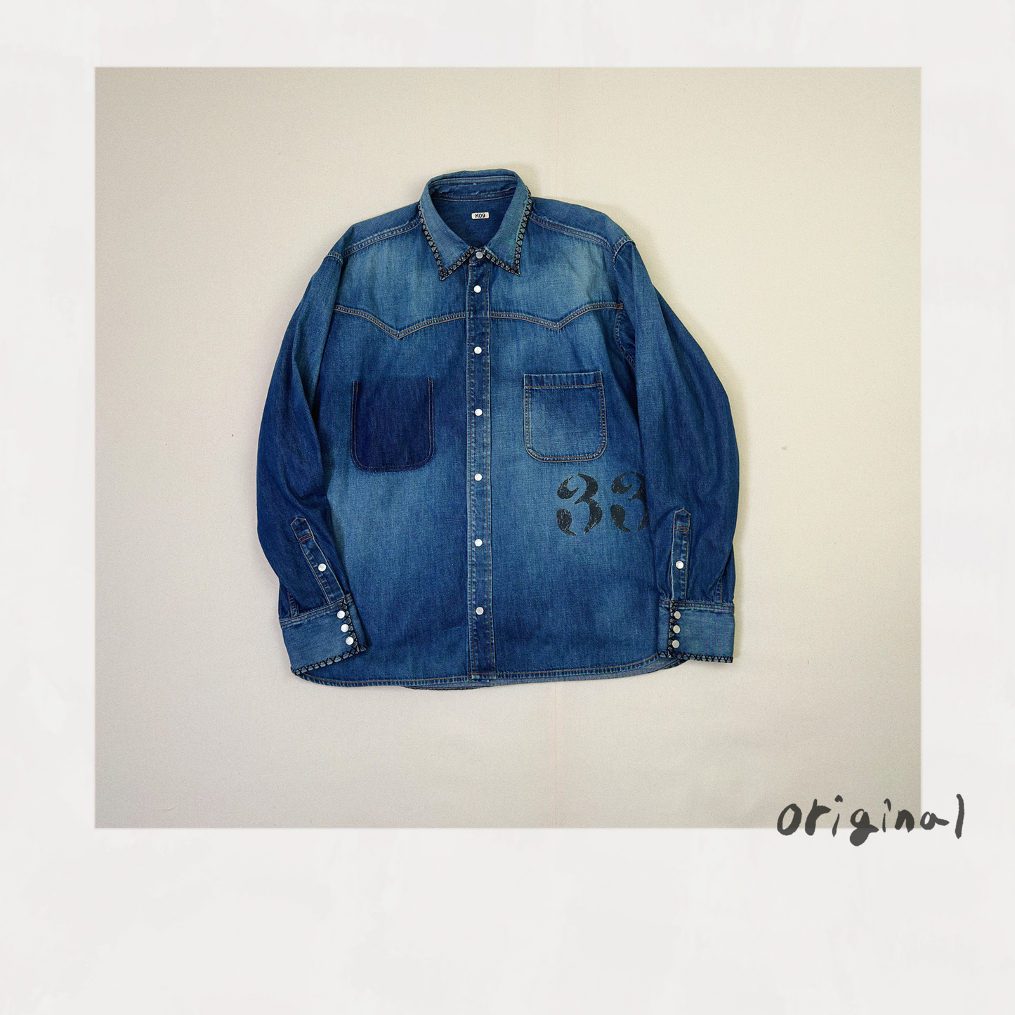 Hand-Embroidered Denim Shirt Indigo