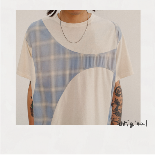 Pachworked Faded T Shirt  Oatmeal