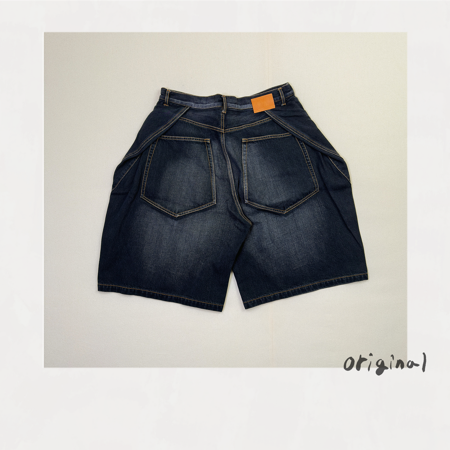 3D Cutting Half Denim Pants 　Black