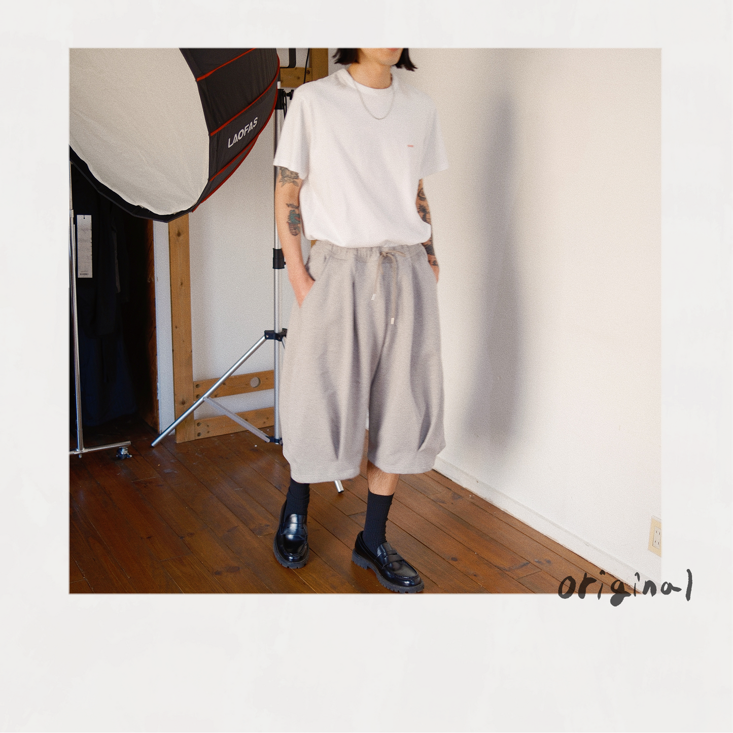 Pleated Balloon Sweat Pants Gray