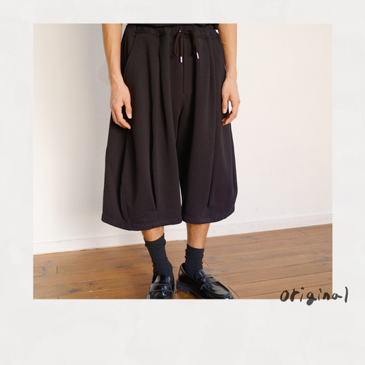 Pleated Balloon Sweat Pants Black