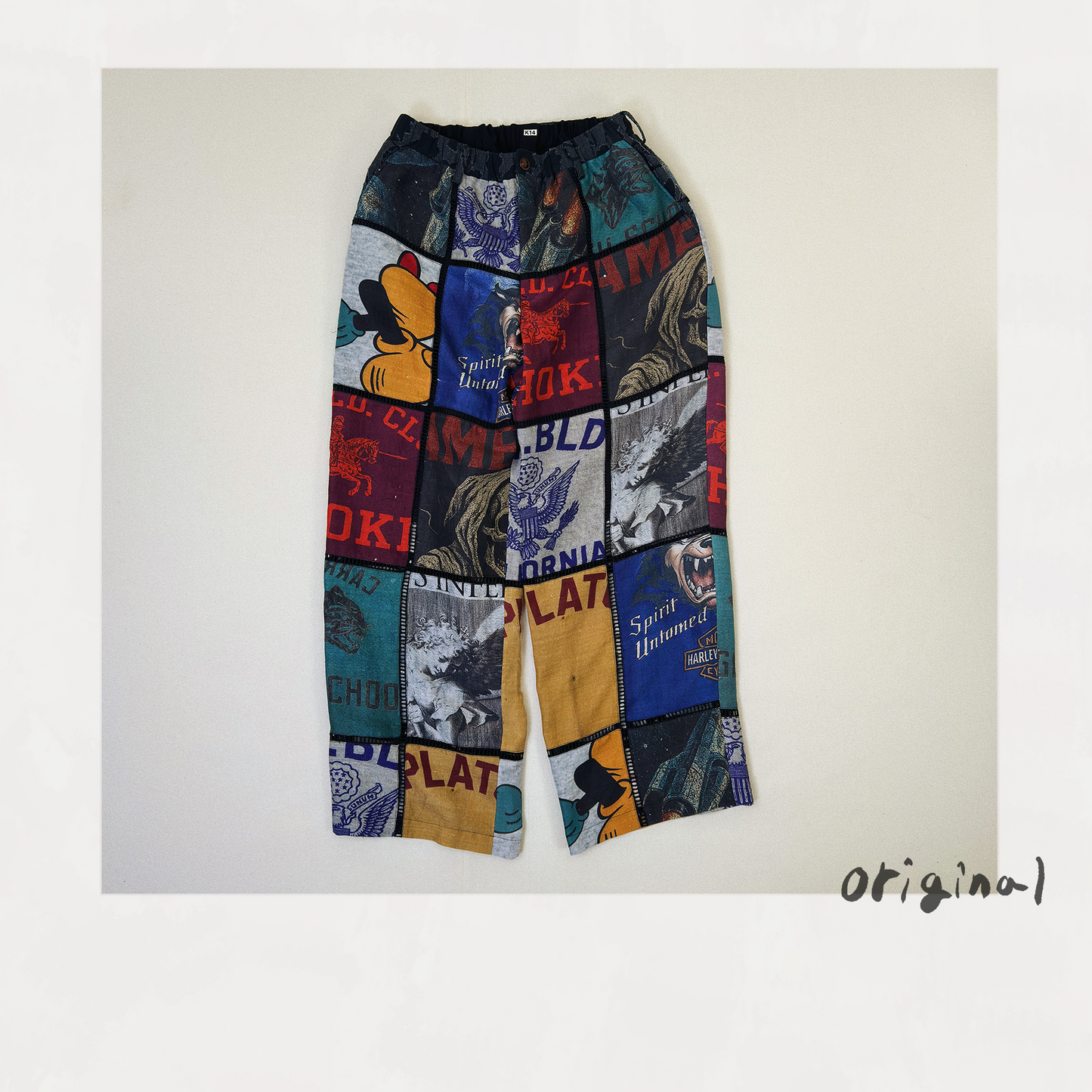 Patchworked Silk Pants Black