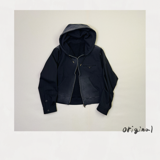 Combination Zip Hoodie Black