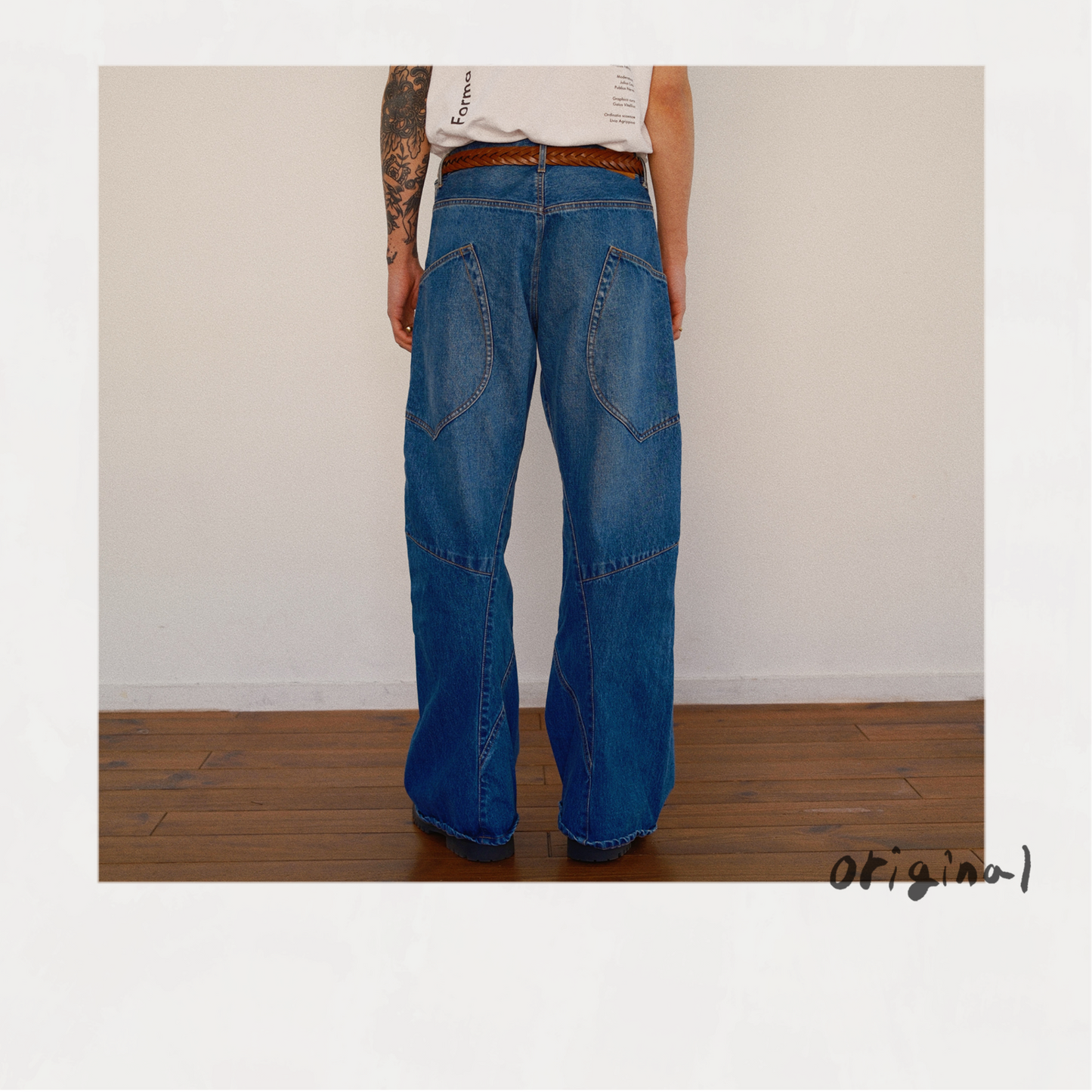 3D Cutting Denim Pants  Indigo
