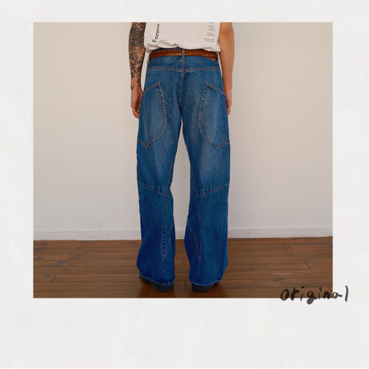 3D Cutting Denim Pants  Indigo