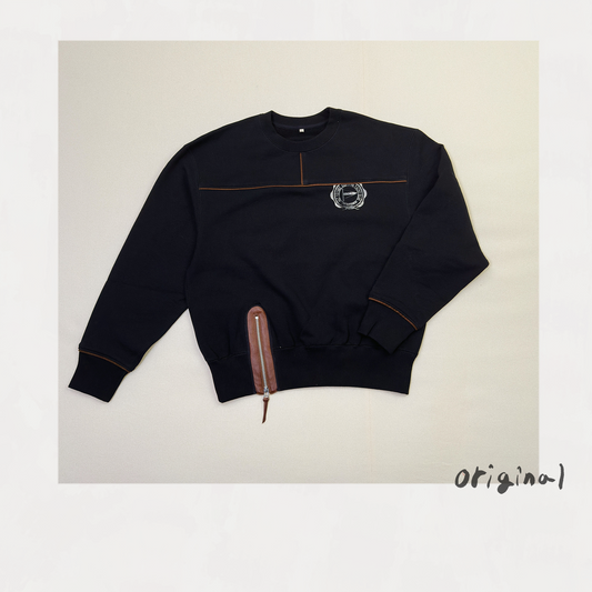 Leather-Trimmed Sweatshirt  Black