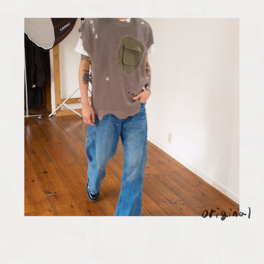 Destroyed Knit Vest Gray