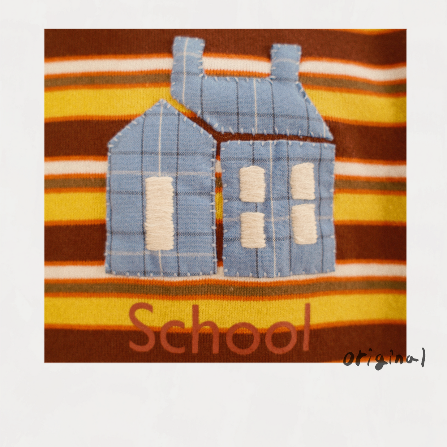 Hand-Embroidered Stripe T-Shirt Brown