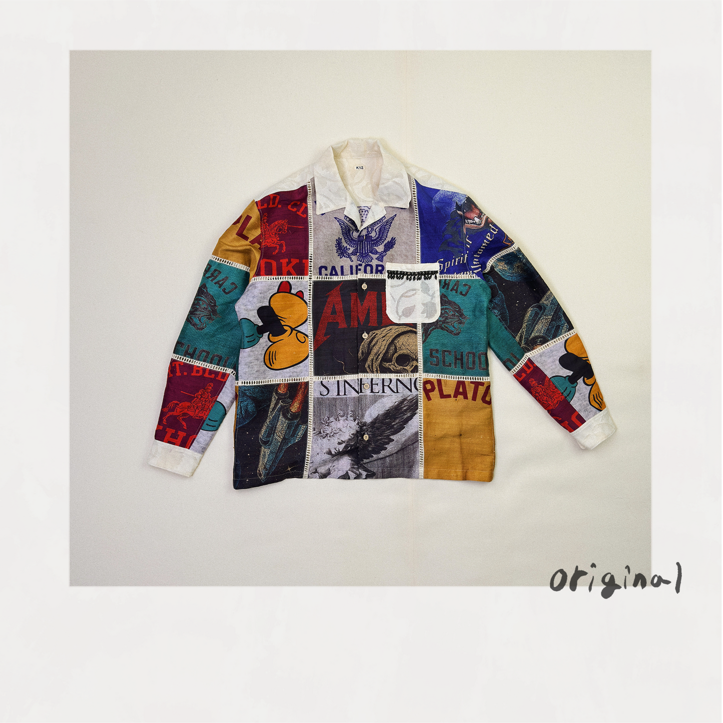 Patchworked Silk Shirt White