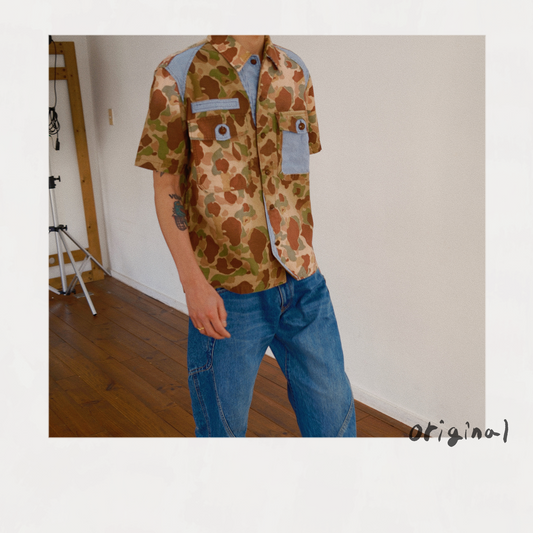 Patchworked Camo Shirt Khaki