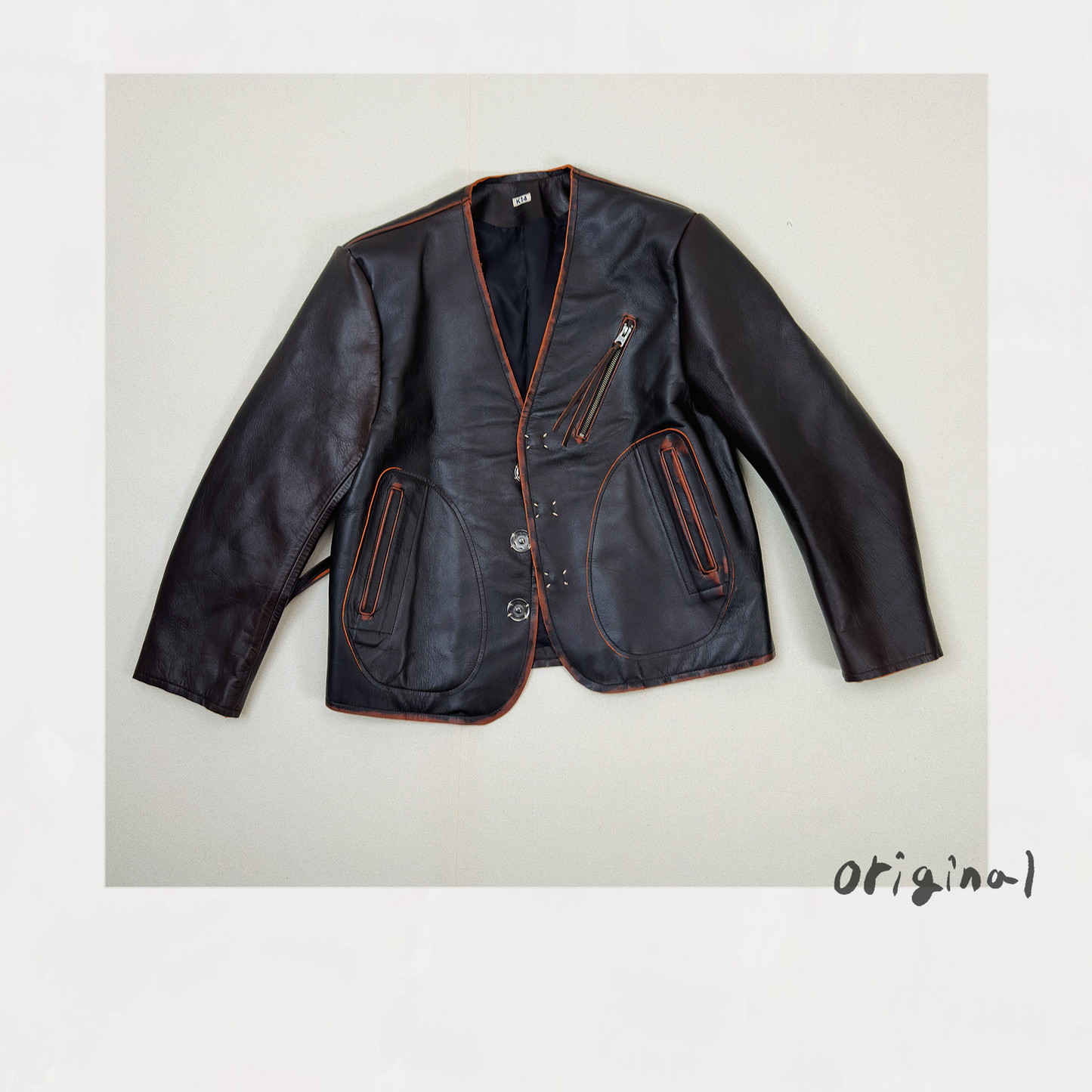 No Collor Letther Jacket Black