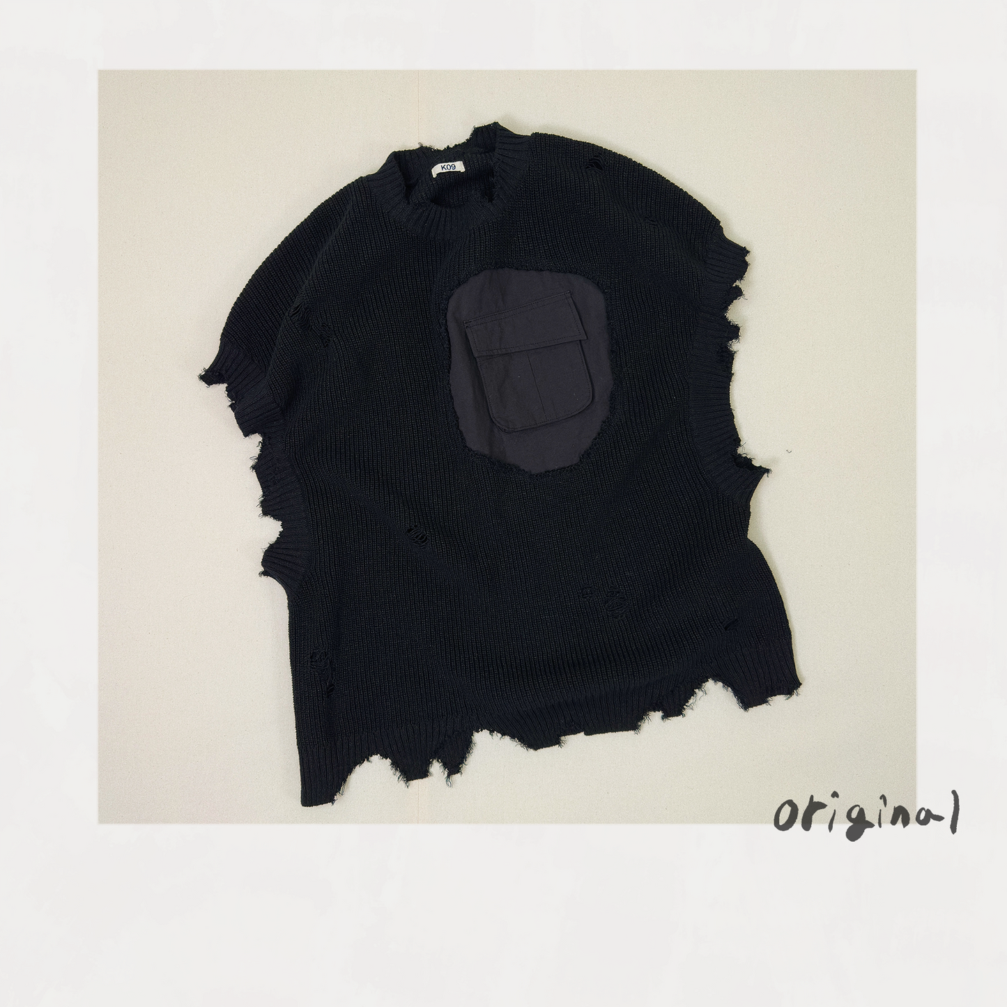 Destroyed Knit Vest Black