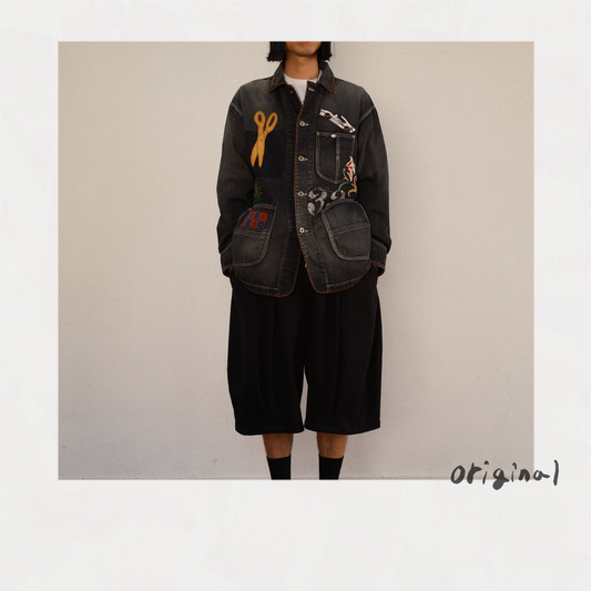 Hand-Embroidered Denim Coverall Black