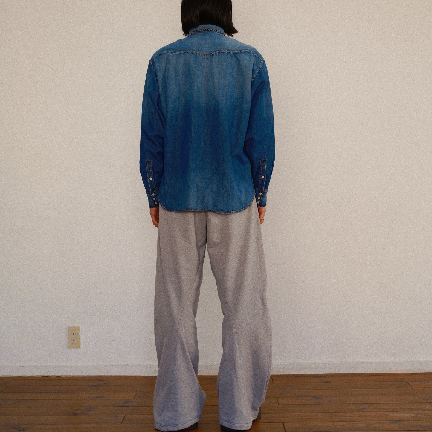 Hand-Embroidered Denim Shirt Indigo