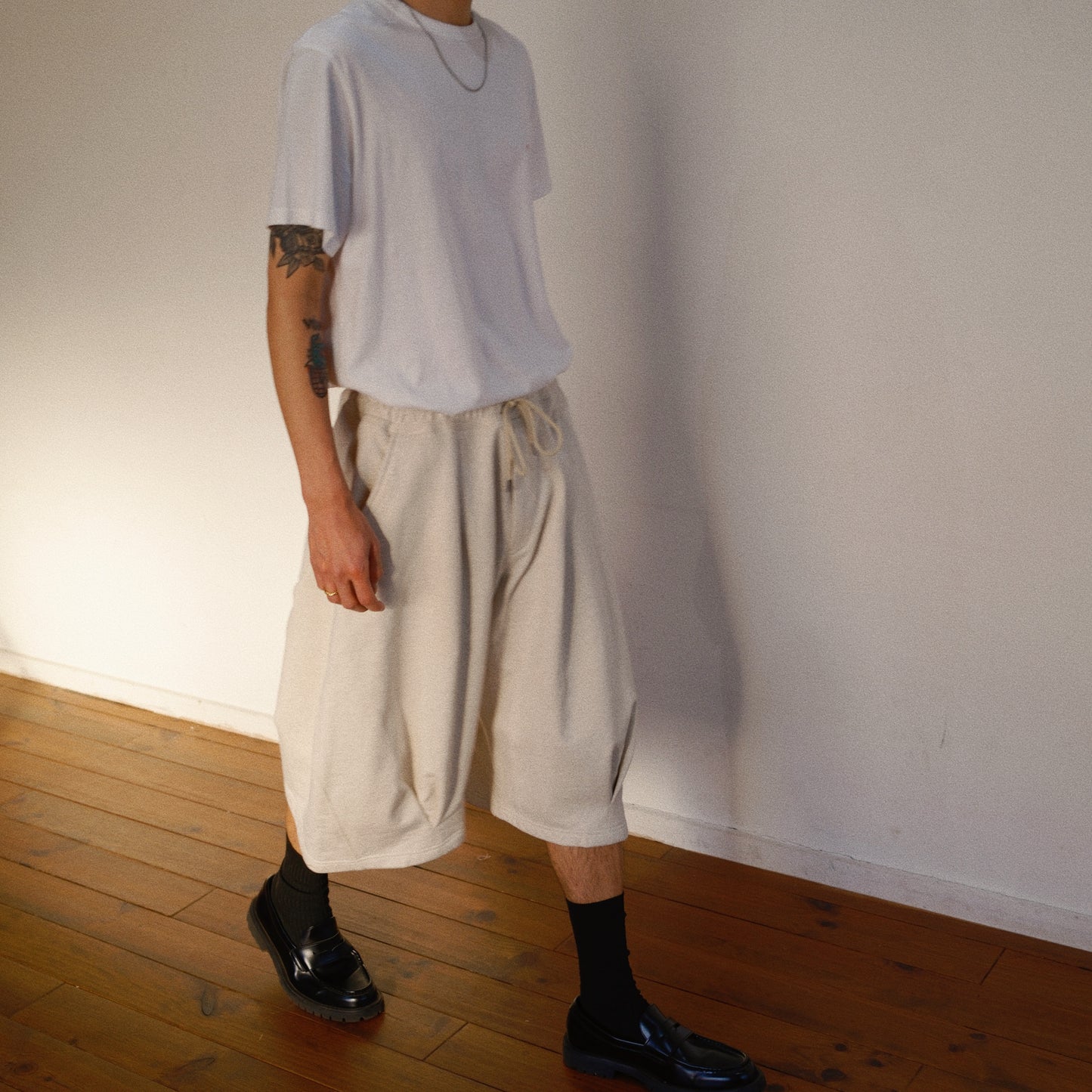 Pleated Balloon Sweat Pants Oatmeal