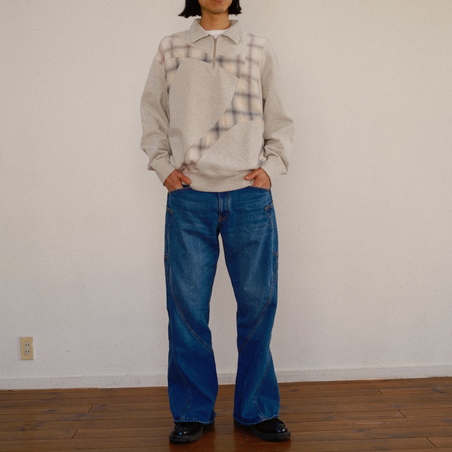 Pachwoked Half-Zip Sweatshirt Oatmeal