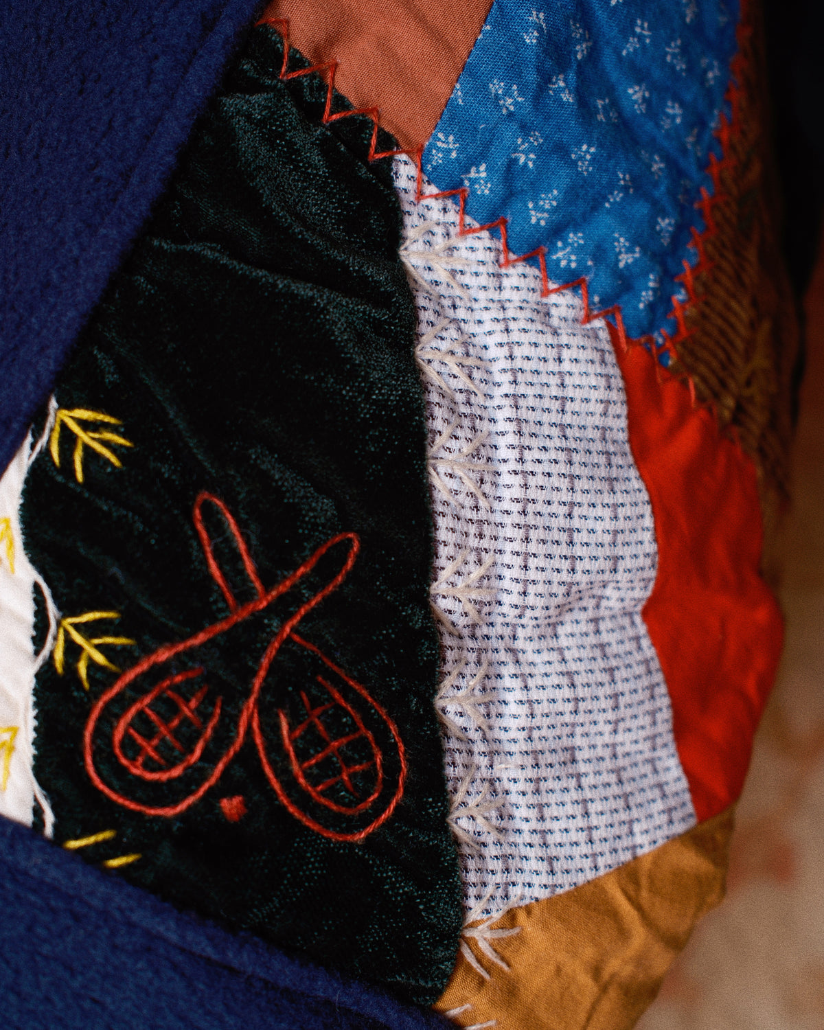 Quilt fleece pullover Navy