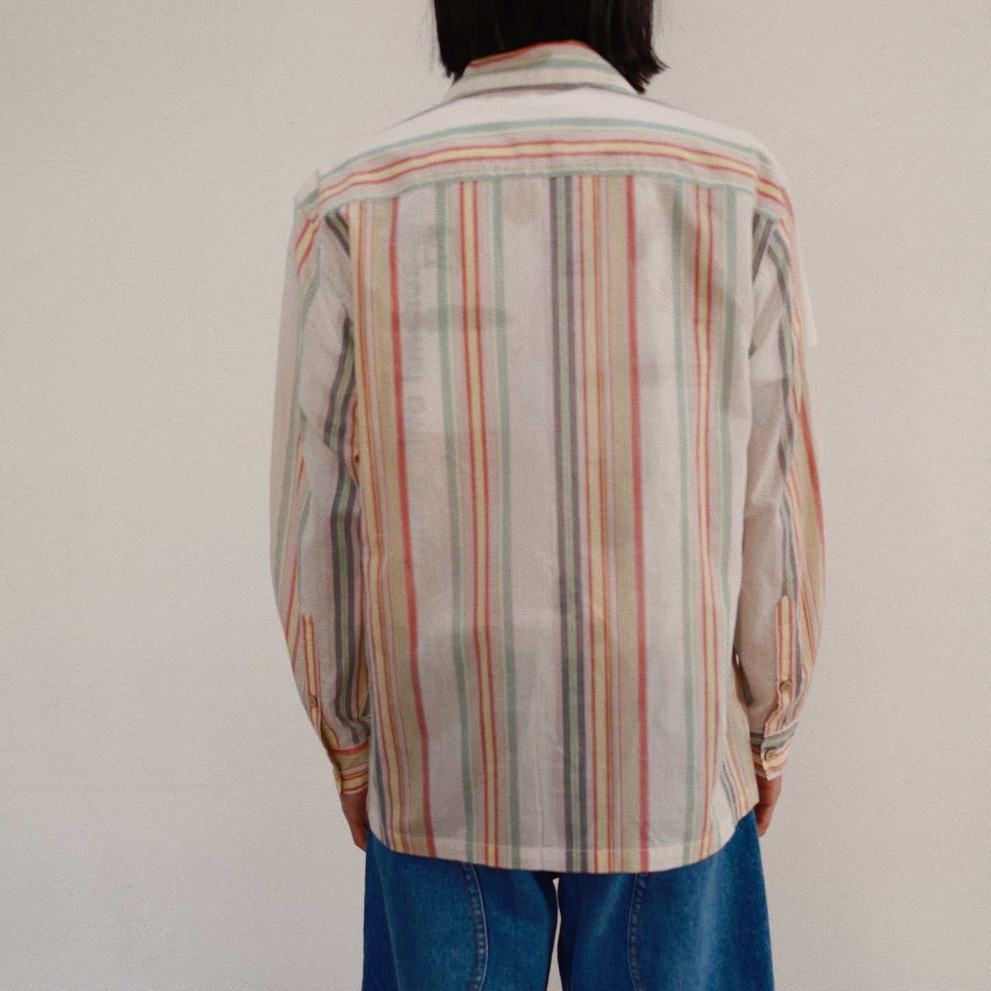 Hand-Embroidered Stripe Shirt  white