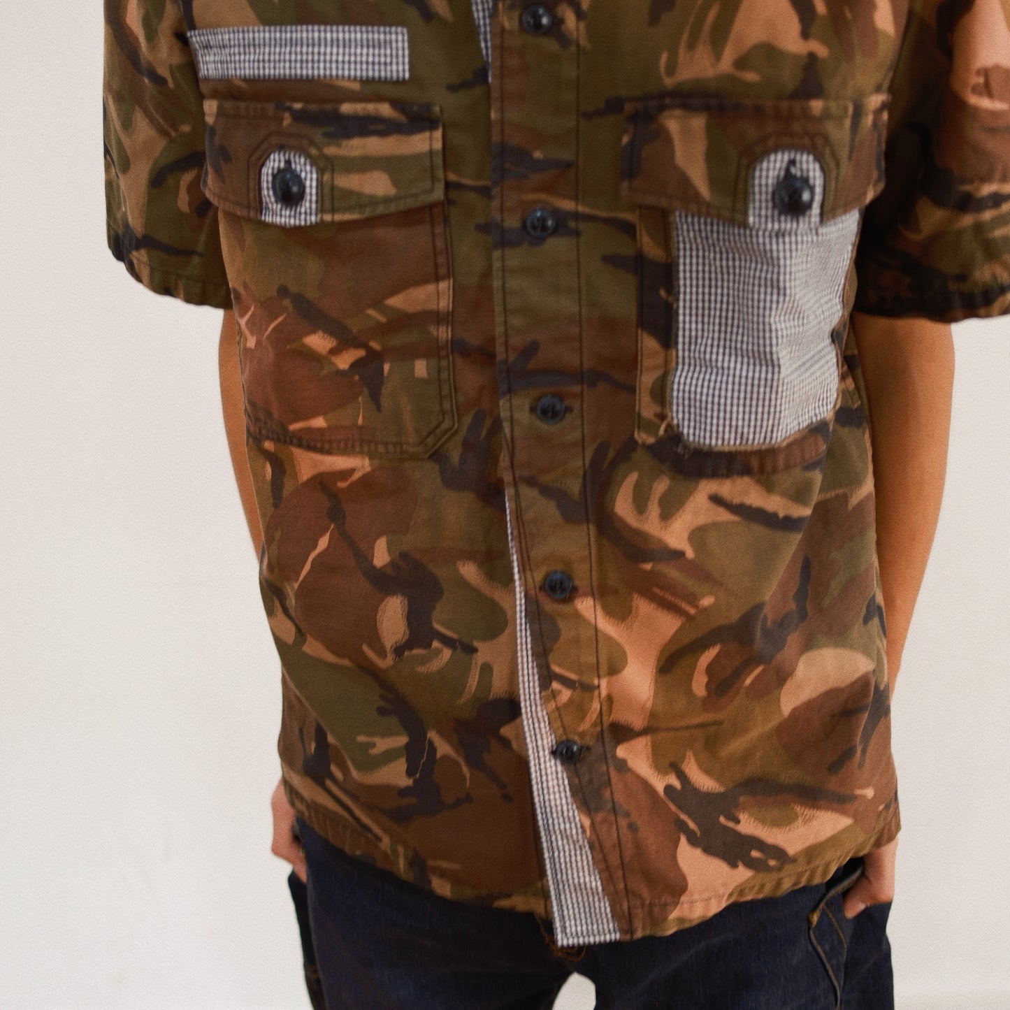 Patchworked Camo Shirt Black