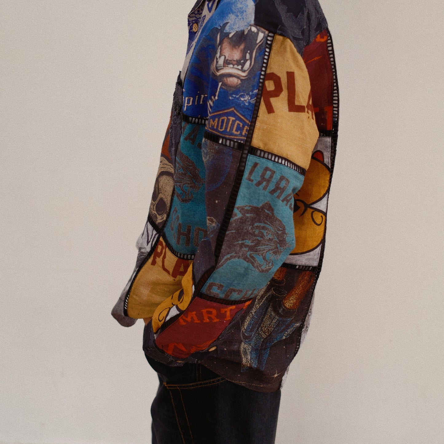 Patchworked Silk Shirt Black