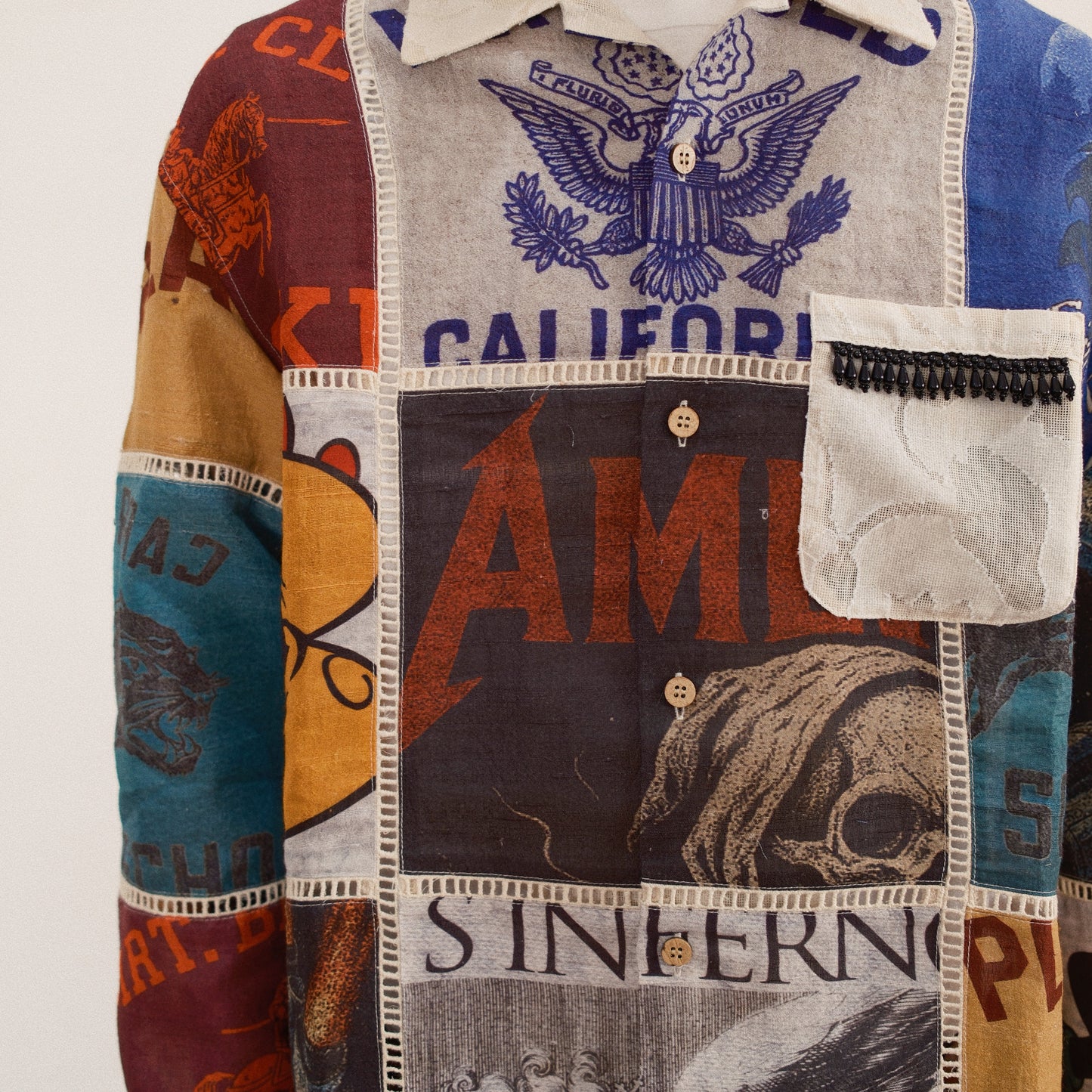 Patchworked Silk Shirt White