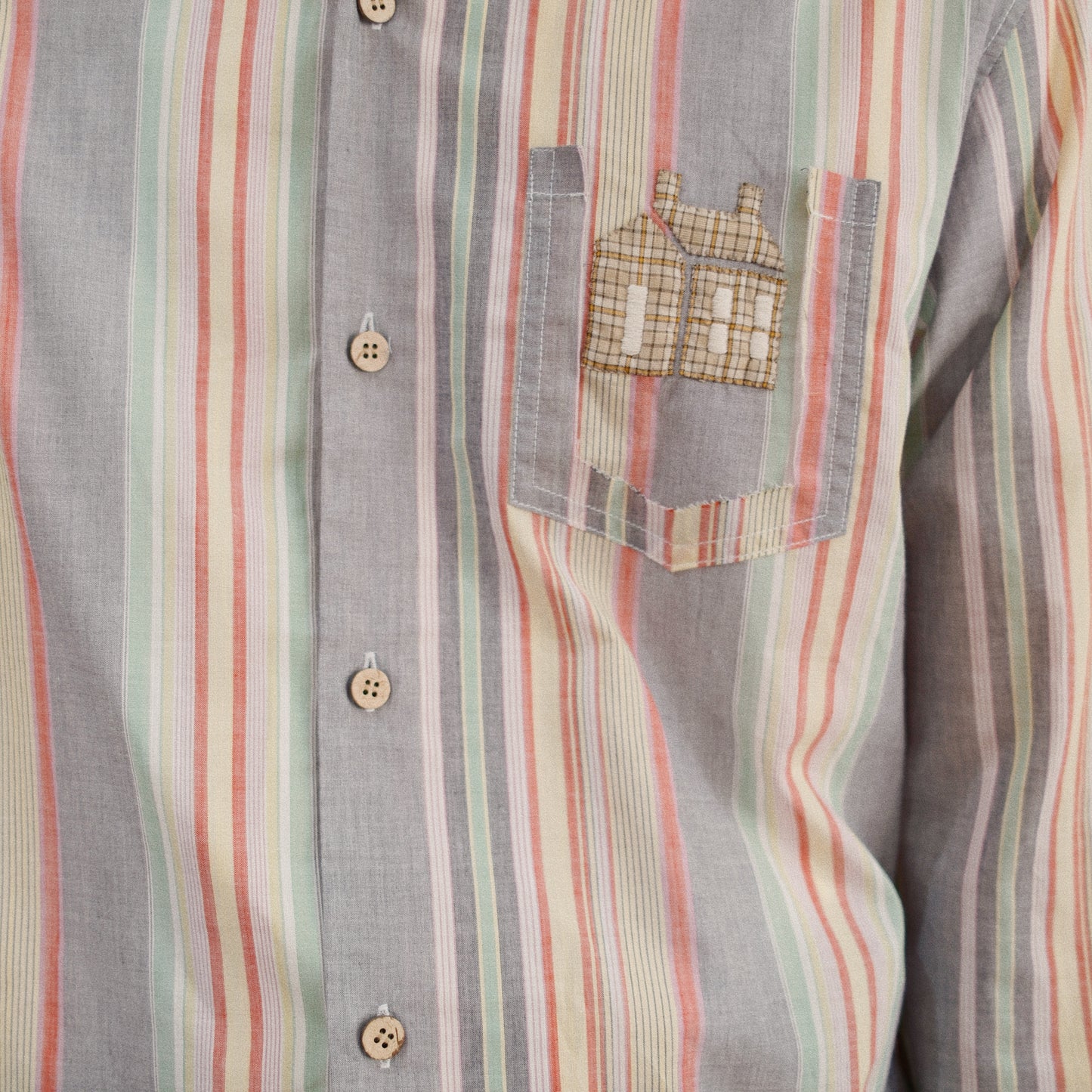 Hand-Embroidered Stripe Shirt  Black