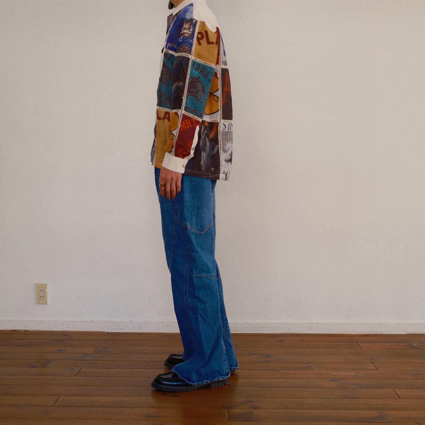 Patchworked Silk Shirt White