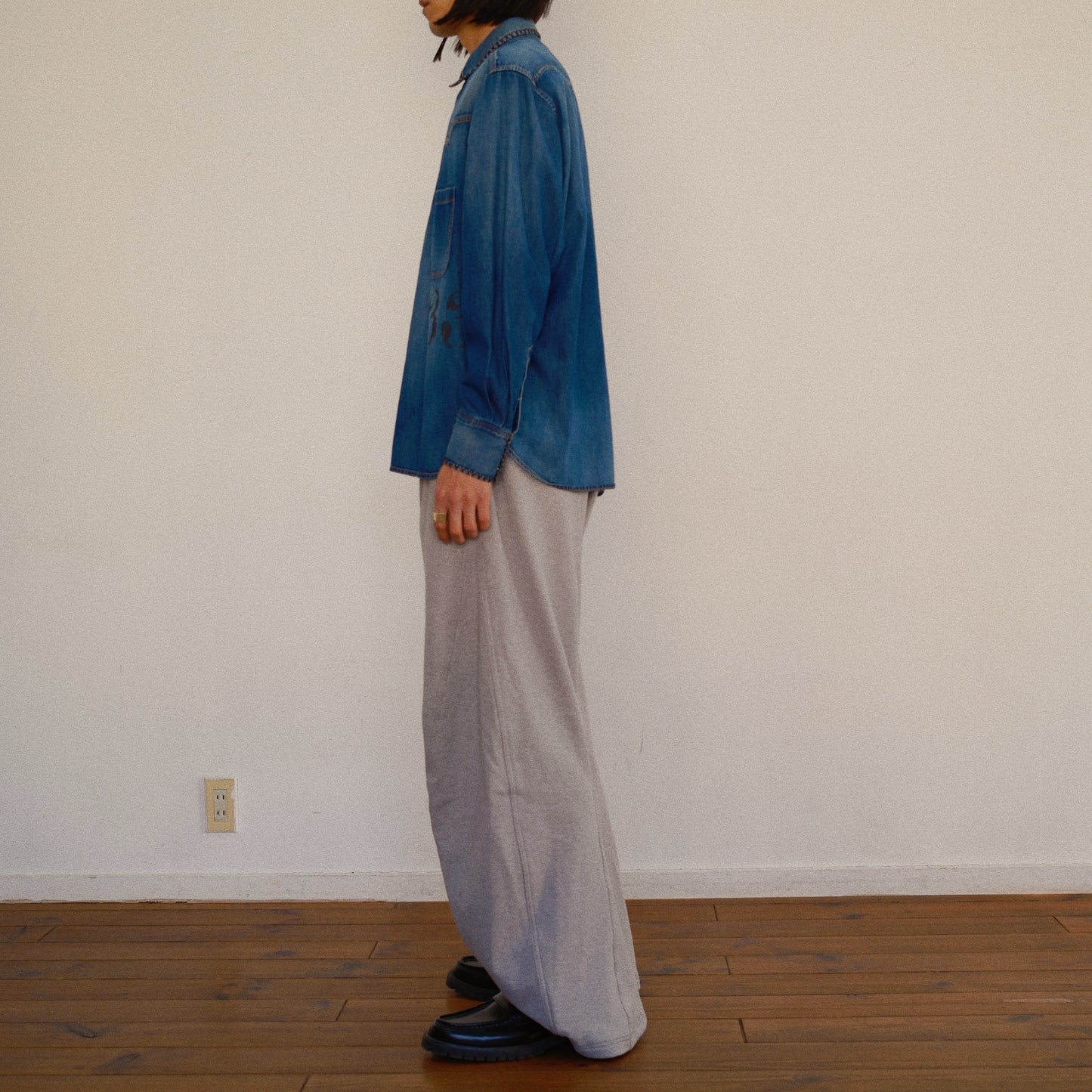 Hand-Embroidered Denim Shirt Indigo