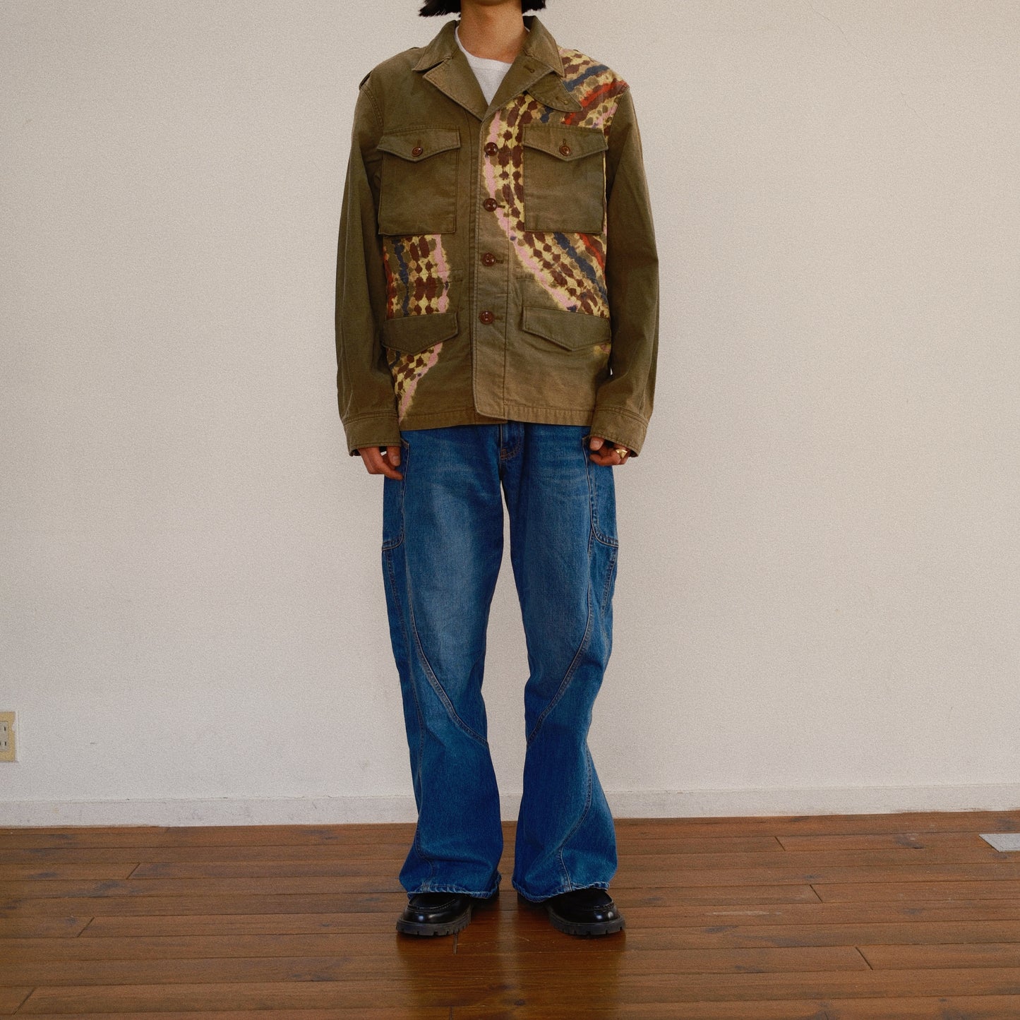 Tie-Dye Military Jacket Khaki