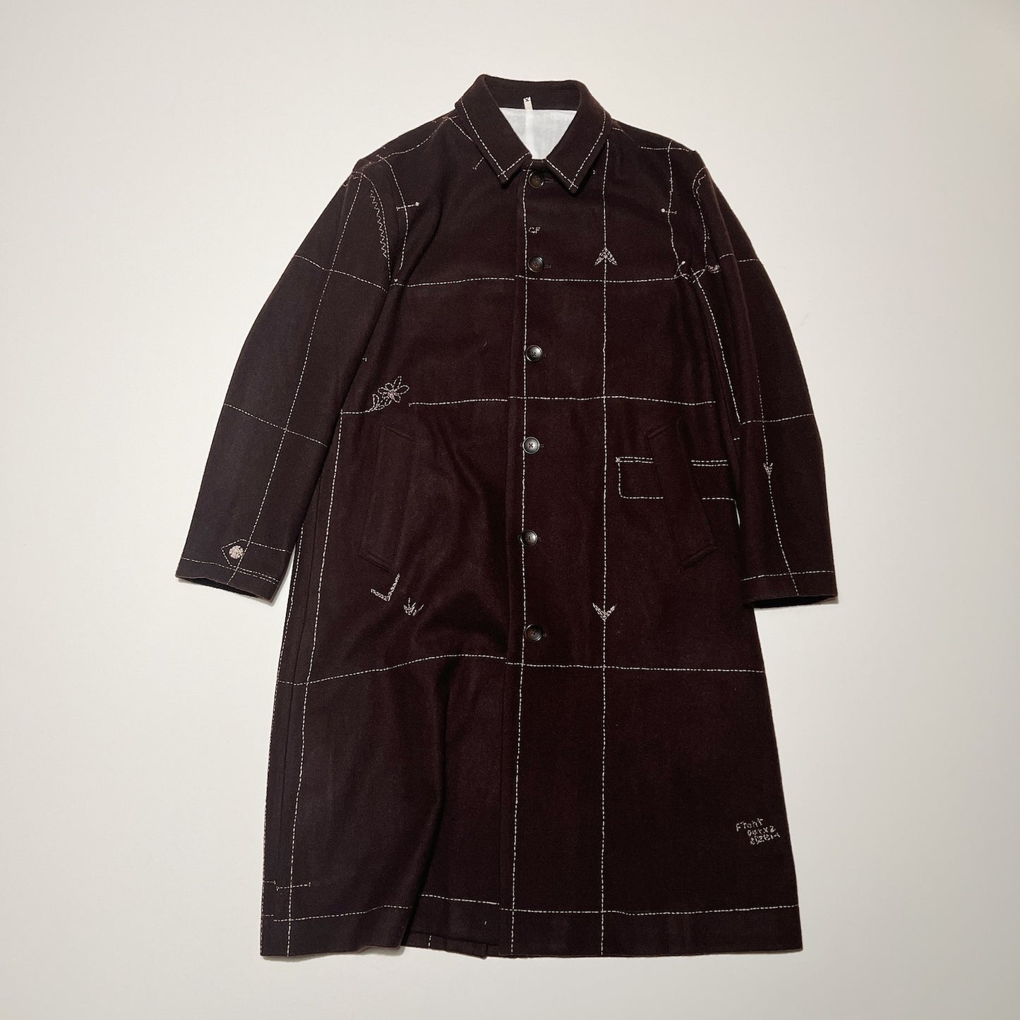 Hand embroidery coat Brown