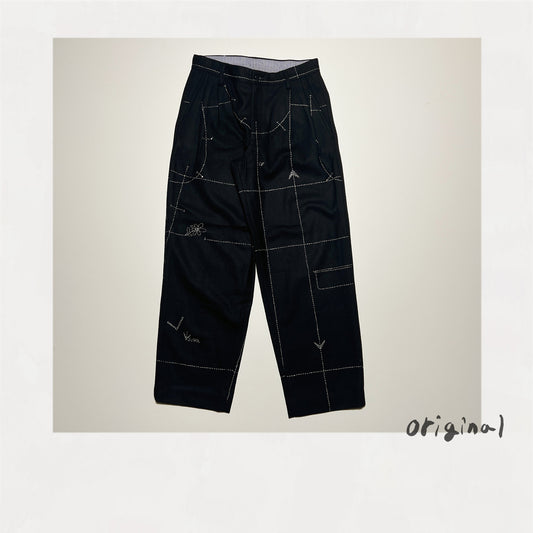 Hand embroidery pants Black