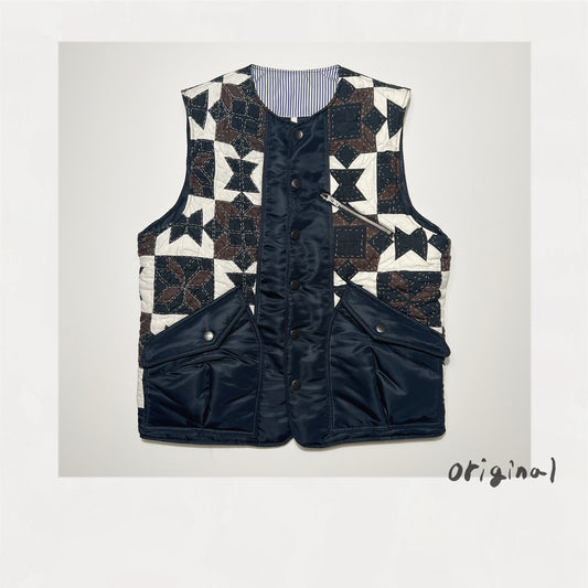 Hand patchwork quilted vest Brown