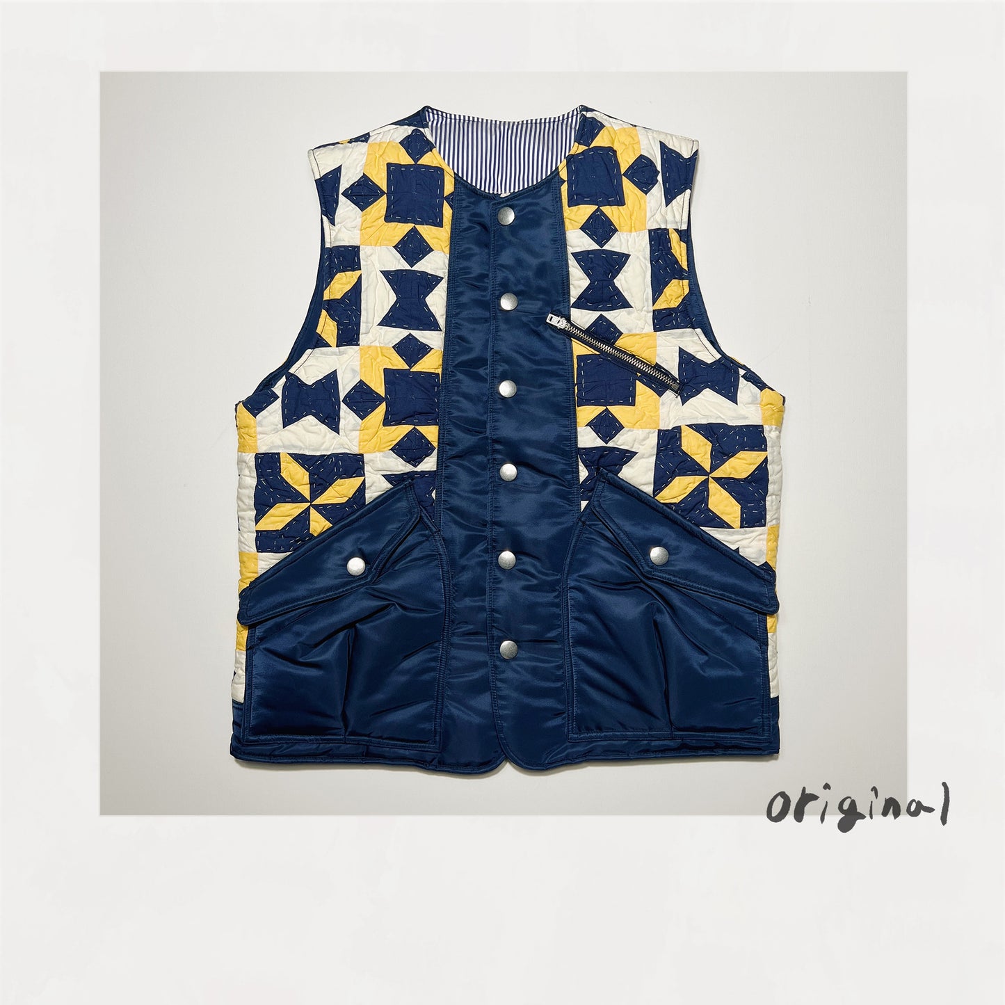 Hand patchwork quilted vest Yellow