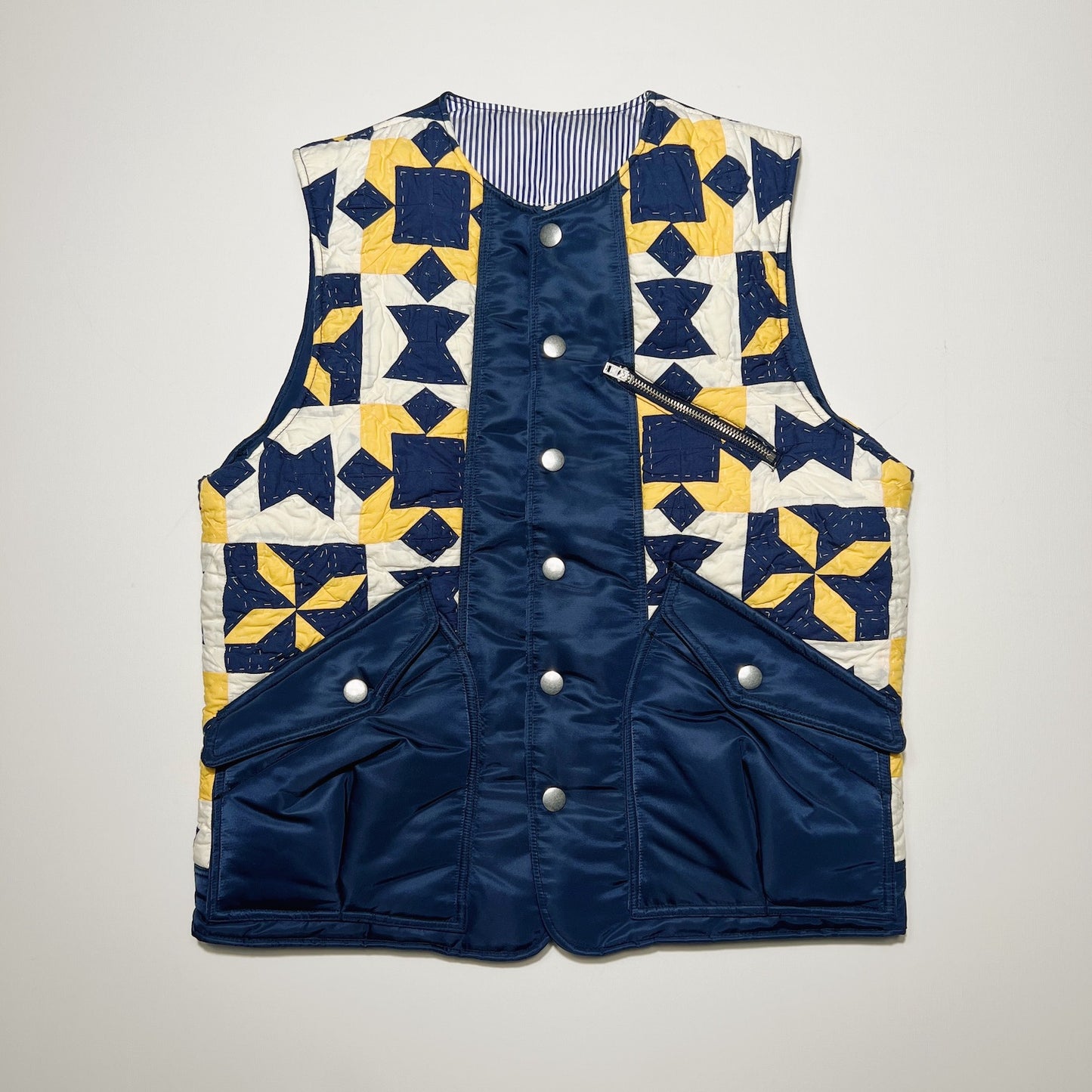 Hand patchwork quilted vest Yellow