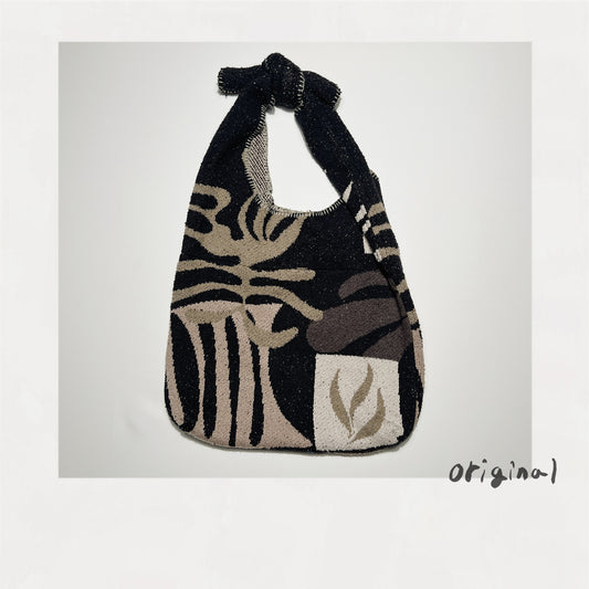 Intarsia-knit bag Black