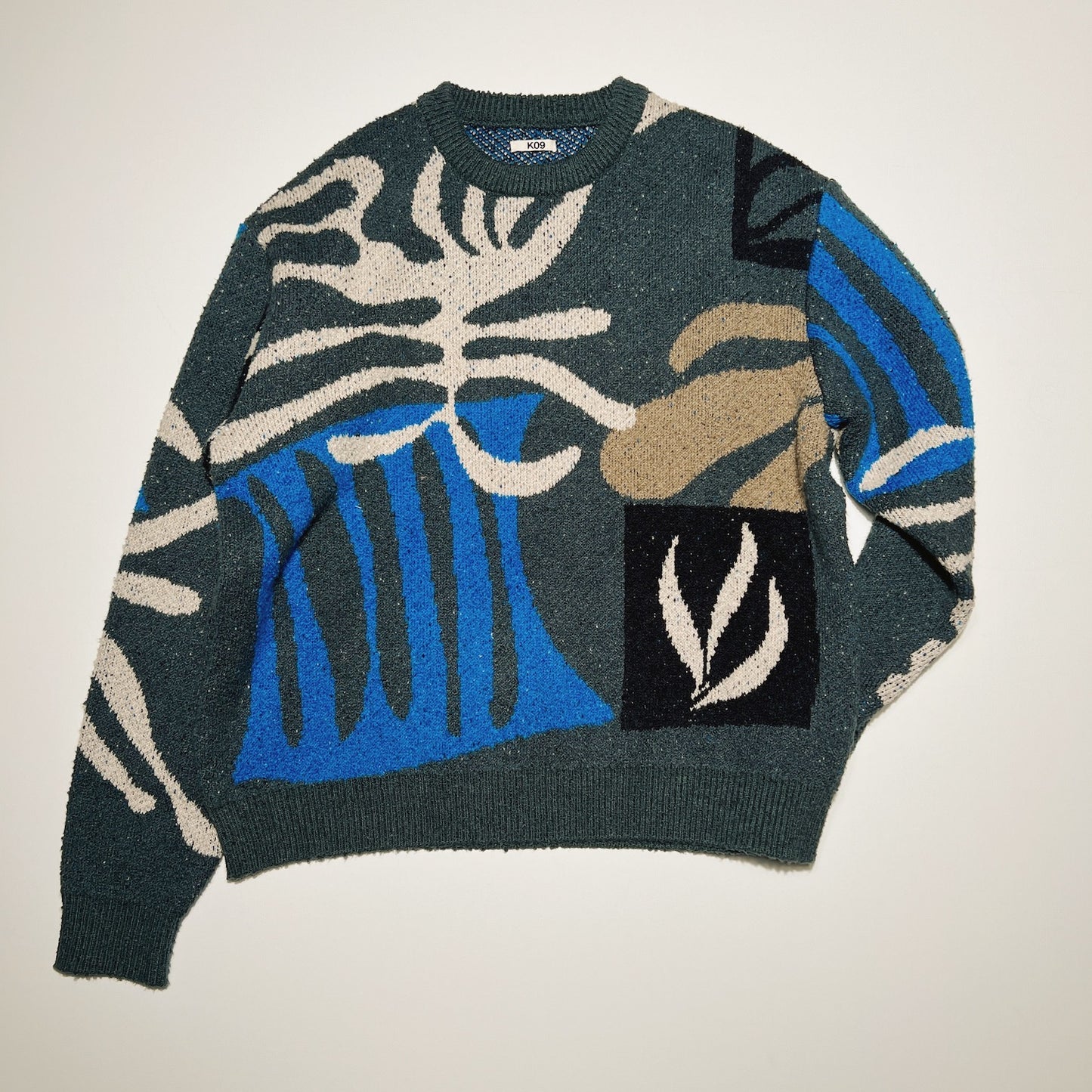 Intarsia-knit jumper Khaki