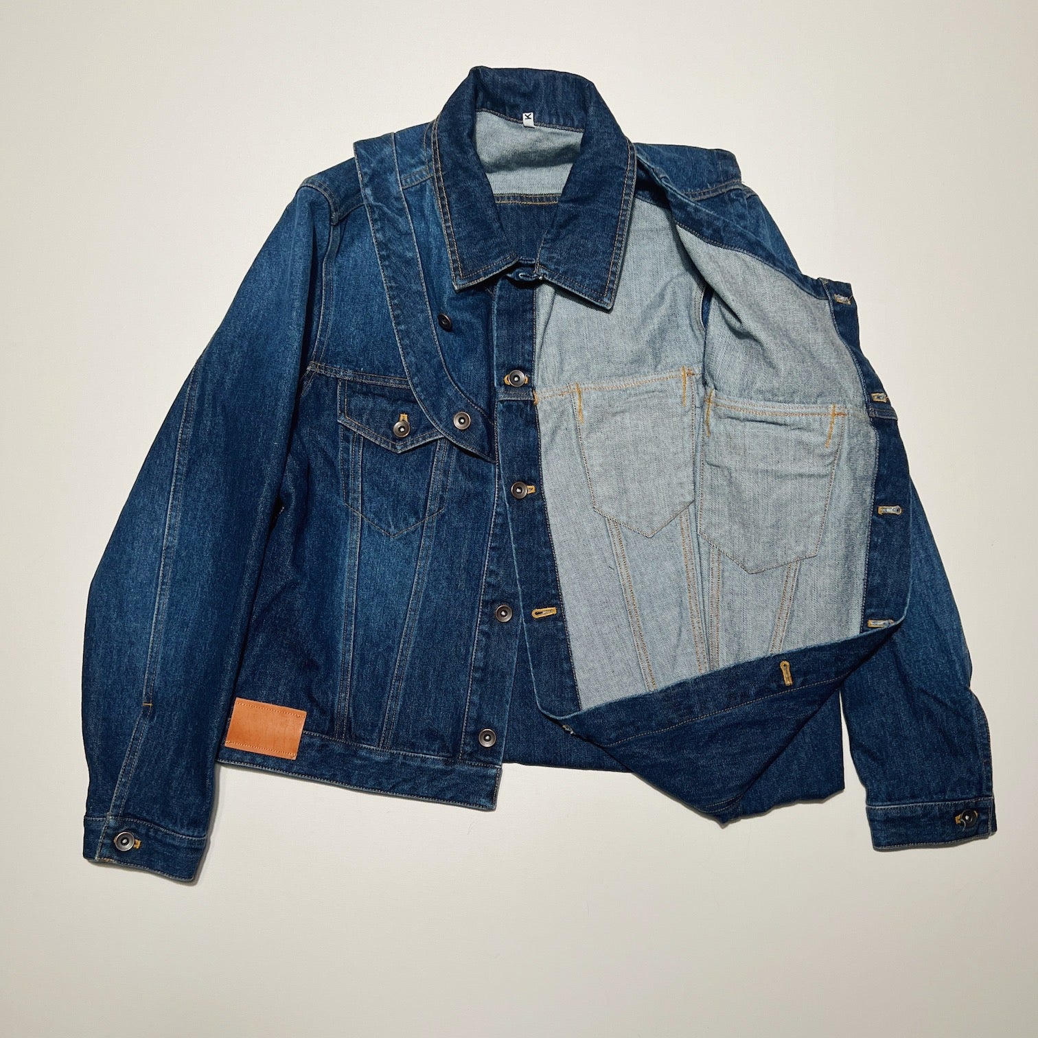 Layered-design denim jacket